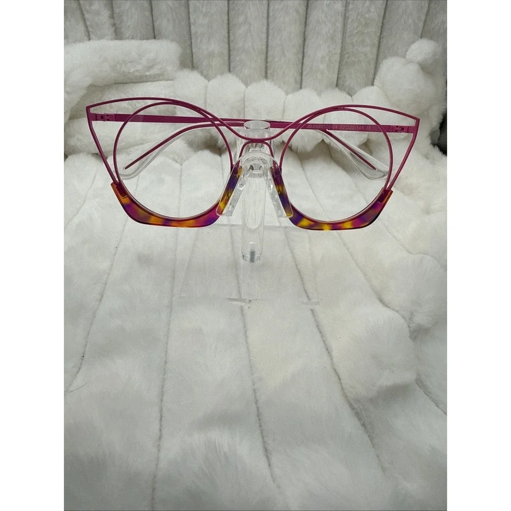 ZEELOOL Cat Eye Pink Full Rim Eyeglass Frames for Women Colorful bottom frame